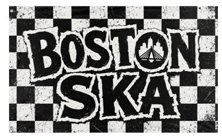 A mockup of the custom flag 'Boston Ska flag' on a white background