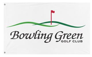 A mockup of the custom flag 'Bowling Green Golf Club flag' on a white background