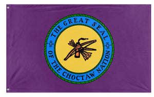 A mockup of the custom flag 'Chocktaw Nation flag' on a white background