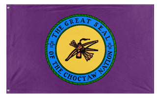 A mockup of the custom flag 'Chocktaw Nation flag' on a white background