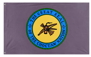 A mockup of the custom flag 'Chocktaw Nation flag' on a white background