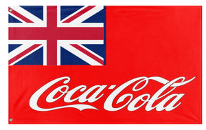 A mockup of the custom flag 'Coca Cola Empire flag' on a white background