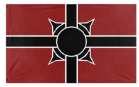A mockup of the custom flag 'Colonial Empire of Cassia flag' on a white background