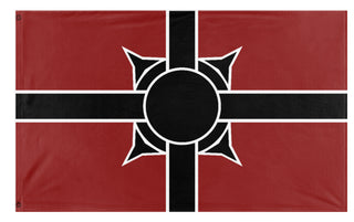 A mockup of the custom flag 'Colonial Empire of Cassia flag' on a white background