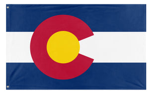 A mockup of the custom flag 'Colorado State Flag' on a white background