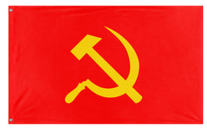 A mockup of the custom flag 'Communist Banner flag' on a white background