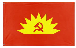 A mockup of the custom flag 'Communist Party of Ireland flag' on a white background