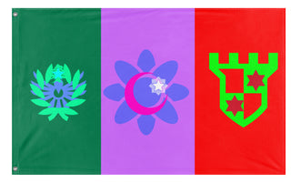A mockup of the custom flag 'Cousin flag' on a white background