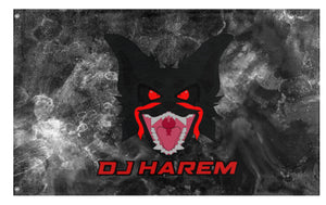 A mockup of the custom flag 'DJ HAREM flag' on a white background