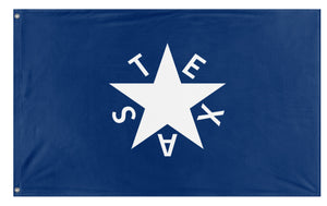 A mockup of the custom flag 'De Zavala Texas Flag' on a white background