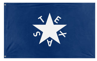 A mockup of the custom flag 'De Zavala Texas Flag' on a white background