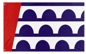 A mockup of the custom flag 'Des Moines Flag' on a white background