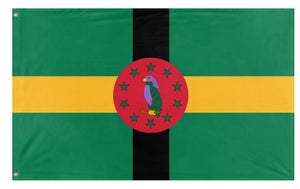 A mockup of the custom flag 'Dominica flag' on a white background