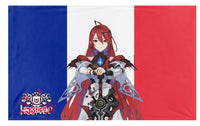 A mockup of the custom flag 'ERB HOLOJUSTICE fan flag' on a white background