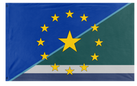 A mockup of the custom flag 'European-River Union flag' on a white background