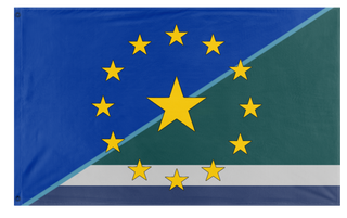 A mockup of the custom flag 'European-River Union flag' on a white background