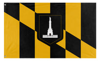 A mockup of the custom flag 'Flag of Baltimore, Maryland' on a white background