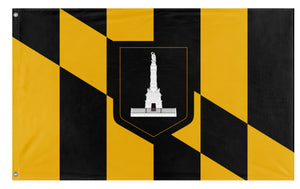 A mockup of the custom flag 'Flag of Baltimore, Maryland' on a white background