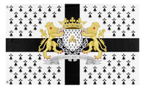 A mockup of the custom flag 'Flag of Brittany' on a white background