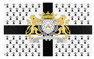 A mockup of the custom flag 'Flag of Brittany' on a white background