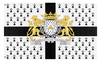 A mockup of the custom flag 'Flag of Brittany' on a white background