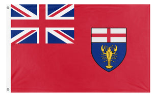 A mockup of the custom flag 'Flag of Canadian New Ireland' on a white background