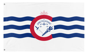 A mockup of the custom flag 'Flag of Cincinnati, Ohio' on a white background