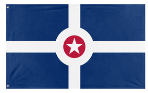 A mockup of the custom flag 'Flag of Indianapolis, Indiana' on a white background