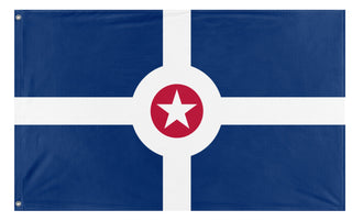 A mockup of the custom flag 'Flag of Indianapolis, Indiana' on a white background