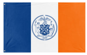 A mockup of the custom flag 'Flag of New York City' on a white background