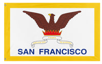 A mockup of the custom flag 'Flag of San Francisco, California' on a white background
