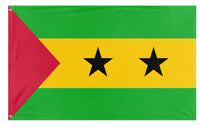 A mockup of the custom flag 'Flag of Sao Tome and Principe' on a white background