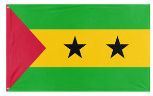 A mockup of the custom flag 'Flag of Sao Tome and Principe' on a white background