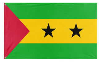 A mockup of the custom flag 'Flag of Sao Tome and Principe' on a white background