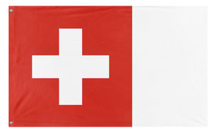 A mockup of the custom flag 'Flag of Switzerland' on a white background