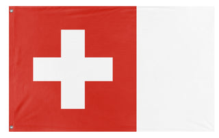 A mockup of the custom flag 'Flag of Switzerland' on a white background