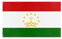 A mockup of the custom flag 'Flag of Tajikistan' on a white background