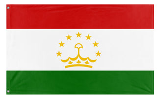 A mockup of the custom flag 'Flag of Tajikistan' on a white background