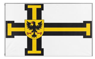 A mockup of the custom flag 'German Cross Knight flag' on a white background