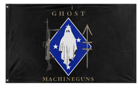 A mockup of the custom flag 'Ghost Rifle Flag' on a white background