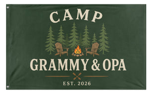 A mockup of the custom flag 'Grandparents Outdoors Flag' on a white background