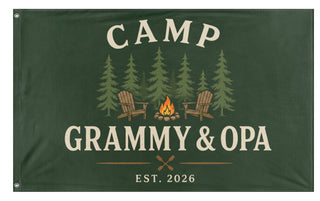 A mockup of the custom flag 'Grandparents Outdoors Flag' on a white background