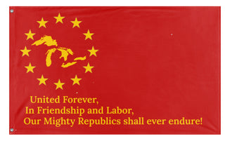 A mockup of the custom flag 'Great Lakes Liberation  flag' on a white background