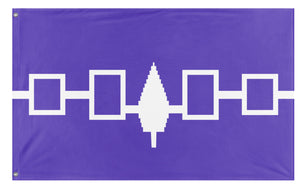 A mockup of the custom flag 'Haudenosaunee Confederacy Flag' on a white background