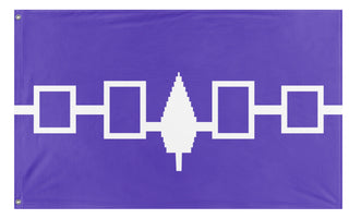 A mockup of the custom flag 'Haudenosaunee Confederacy Flag' on a white background