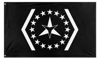 A mockup of the custom flag 'IDTHR flag' on a white background