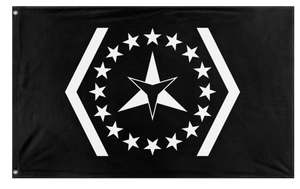 A mockup of the custom flag 'IDTHR flag' on a white background