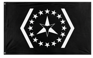 A mockup of the custom flag 'IDTHR flag' on a white background