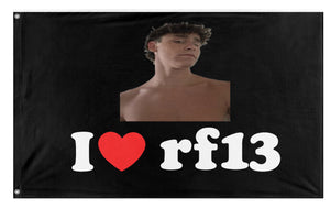 A mockup of the custom flag 'I love rf13 flag' on a white background