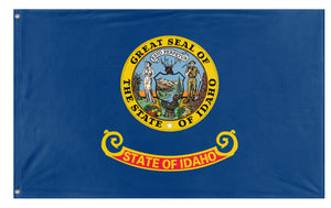 A mockup of the custom flag 'Idaho State Flag' on a white background